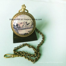 Japan Movement Vintage Fashion Pocket Watch with Chain